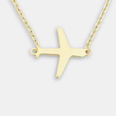 Personalized Gold & Silver Airplane Pendant Necklaces