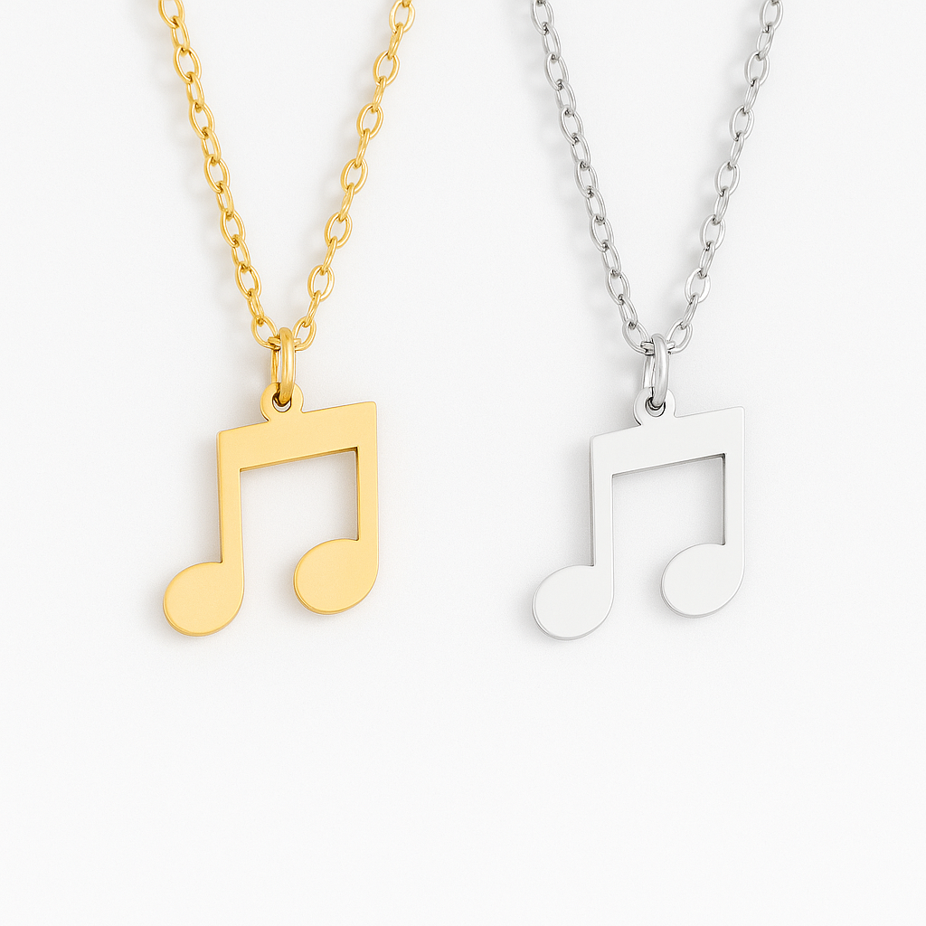 Personalized Gold & Silver Music Note Pendant Necklace Jewelry My Custom Designs Silver