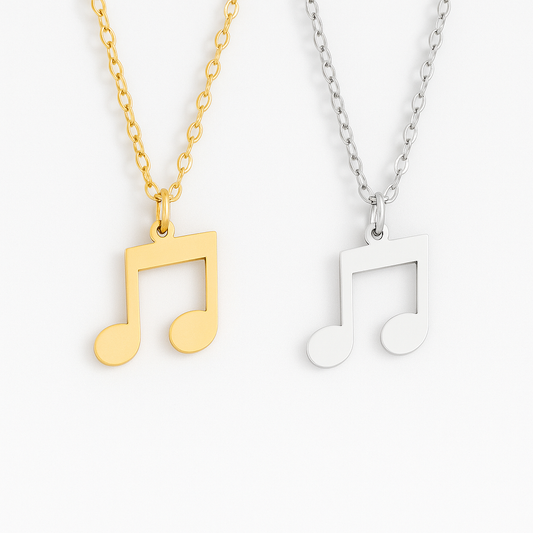 Personalized Gold & Silver Music Note Pendant Necklace Jewelry My Custom Designs Silver