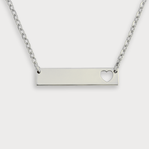 Personalized Heart Bar Blank Pendant Necklace Jewelry My Custom Designs
