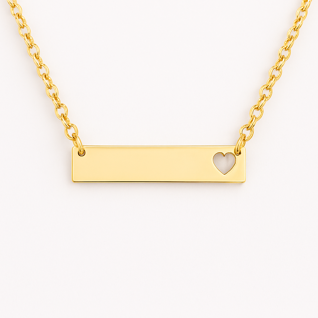 Personalized Heart Bar Blank Pendant Necklace Jewelry My Custom Designs