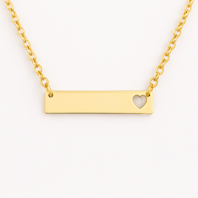 Personalized Heart Bar Blank Pendant Necklace