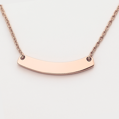 Personalized Rose Gold & Silver Curved Blank Pendant Necklace