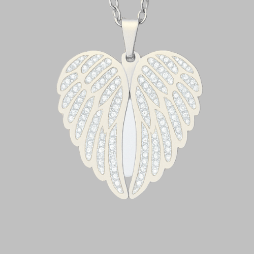 Personalized Silver Angel Wing Heart Remembrance Pendant Jewelry My Custom Designs