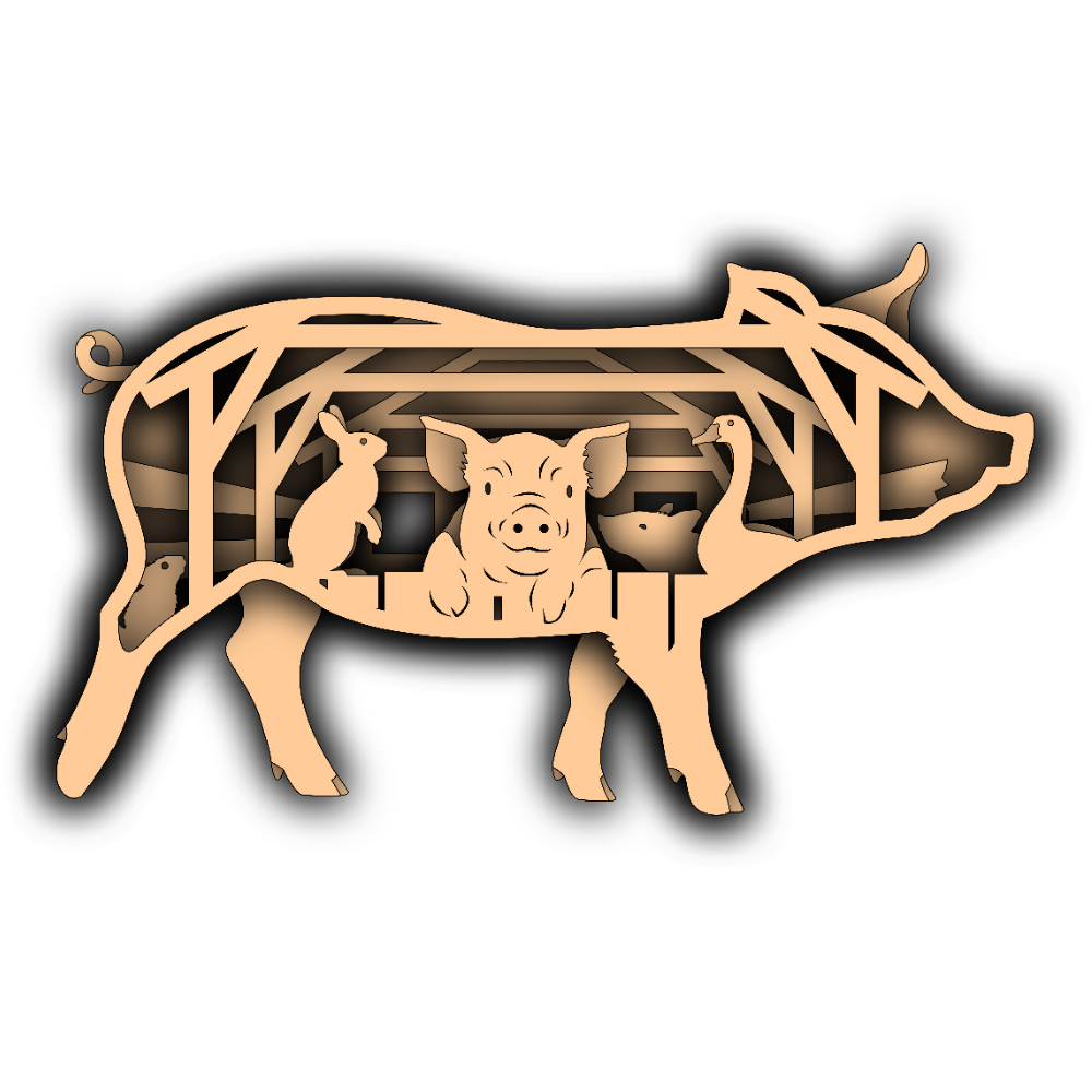Pig In a Stable - Layered Nature Designs - Digital File Digital My Custom Designs SVG
