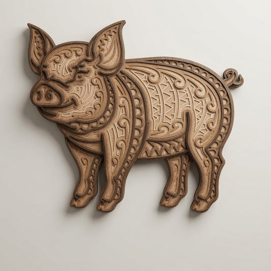 Pig - Layered Line Designs - Digital File - ZIP File - Digital
