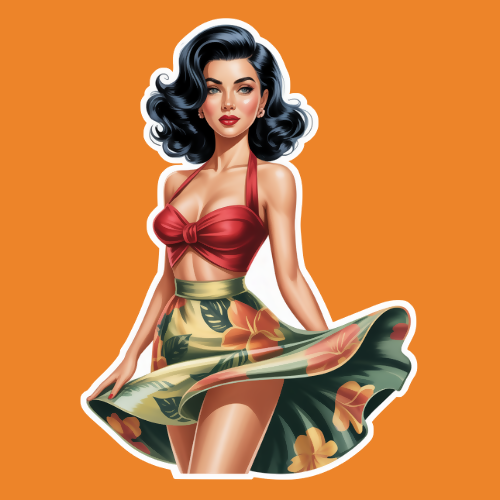Pin Up Girl 14 - Stickers - Digital File Digital My Custom Designs PNG