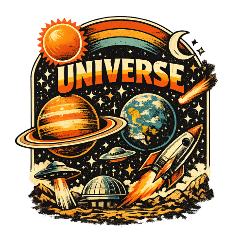 Pop Culture & Fandom - Cosmic Retro Adventure- T Shirt Design - Digital File Digital My Custom Designs 300 DPI PNG