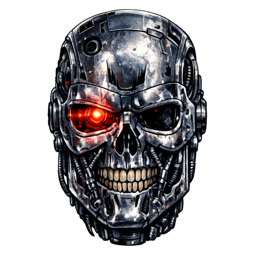 Pop Culture & Fandom - Cyborg Skull - T Shirt Design - Digital File Digital My Custom Designs 300 DPI PNG