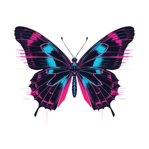 Pop Culture & Fandom - Glitch Butterfly - T Shirt Designs - Digital File Digital My Custom Designs 300 DPI PNG