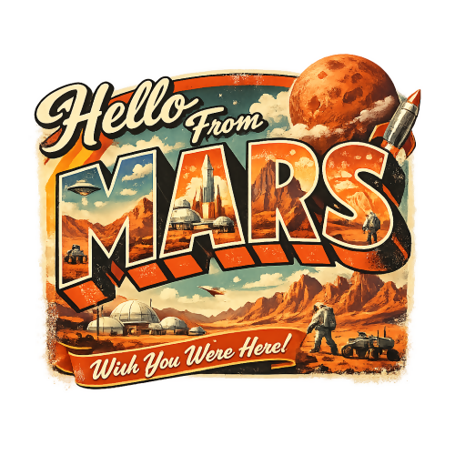 Pop Culture & Fandom - Mars Postcard - T Shirt Design - Digital File Digital My Custom Designs 300 DPI PNG