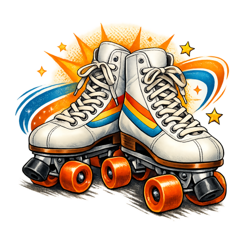 Pop Culture & Fandom - Old-School Roller Skates - T Shirt Design - Digital File Digital My Custom Designs 300 DPI PNG