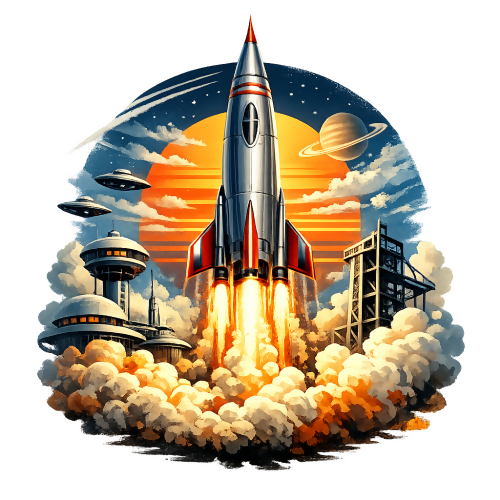 Pop Culture & Fandom - Rocket Launch - T Shirt Design - Digital File Digital My Custom Designs 300 DPI PNG