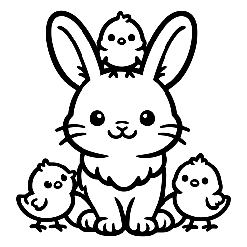 Portrait Cartoon Bunny with Chicks - Digital File - XCS Friendly Digital My Custom Designs PDF