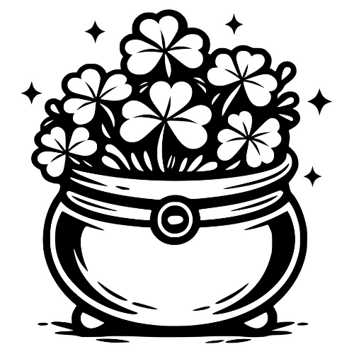Pot of Shamrocks Sketch - Digital File - XCS Friendly Digital My Custom Designs PDF