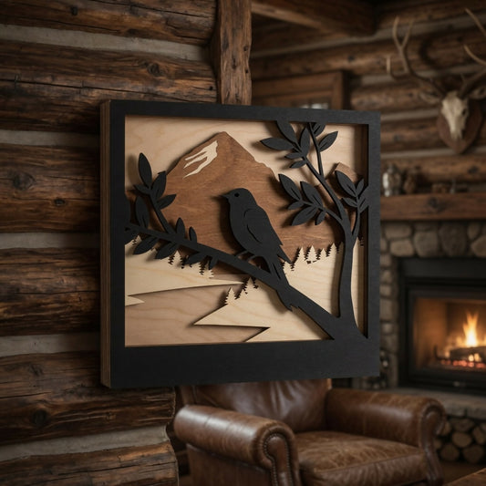 Layered Lightbox - Bird Mountain - Scenic - Digital File Digital My Custom Designs SVG