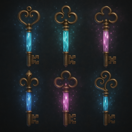 Fantasy and Myth - Floating Enchanted Keys With Crystal Shafts - Pattern - Digital File Digital My Custom Designs PDF