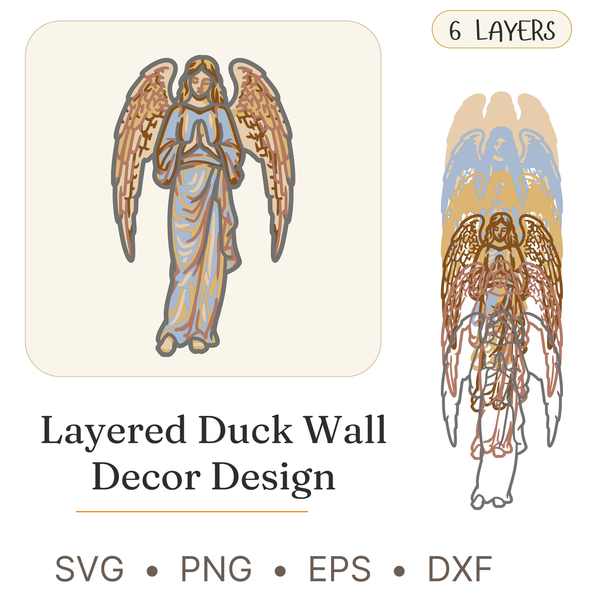 Prayer Angel - Religion - Layered Line Designs - Digital File - ZIP File - Digital