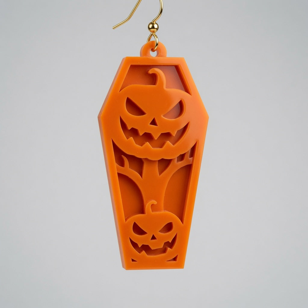 Pumpkin Coffin Layered Design - Keychain / Earring - Digital File - SVG - Digital