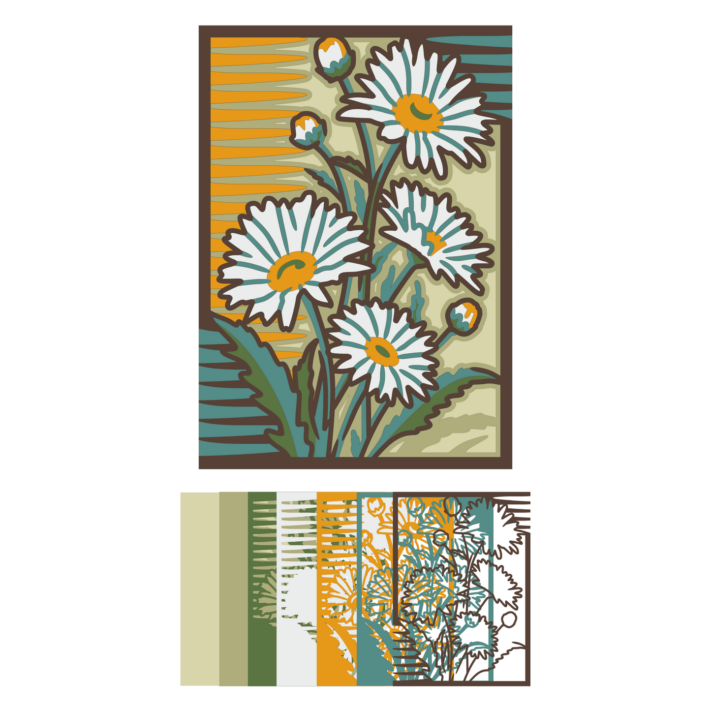 Flower 17 - Layered Line Design - Nature - Digital File Digital My Custom Designs ZIP File