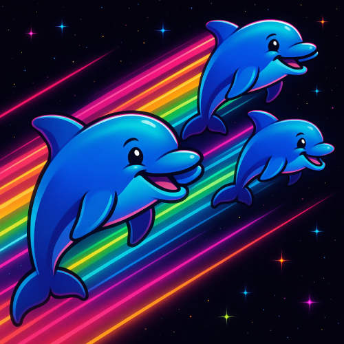 Animal and Wildlife - Cartoon Dolphins With 80s Arcade Neon Trails - Pattern - Digital File Digital My Custom Designs PDF