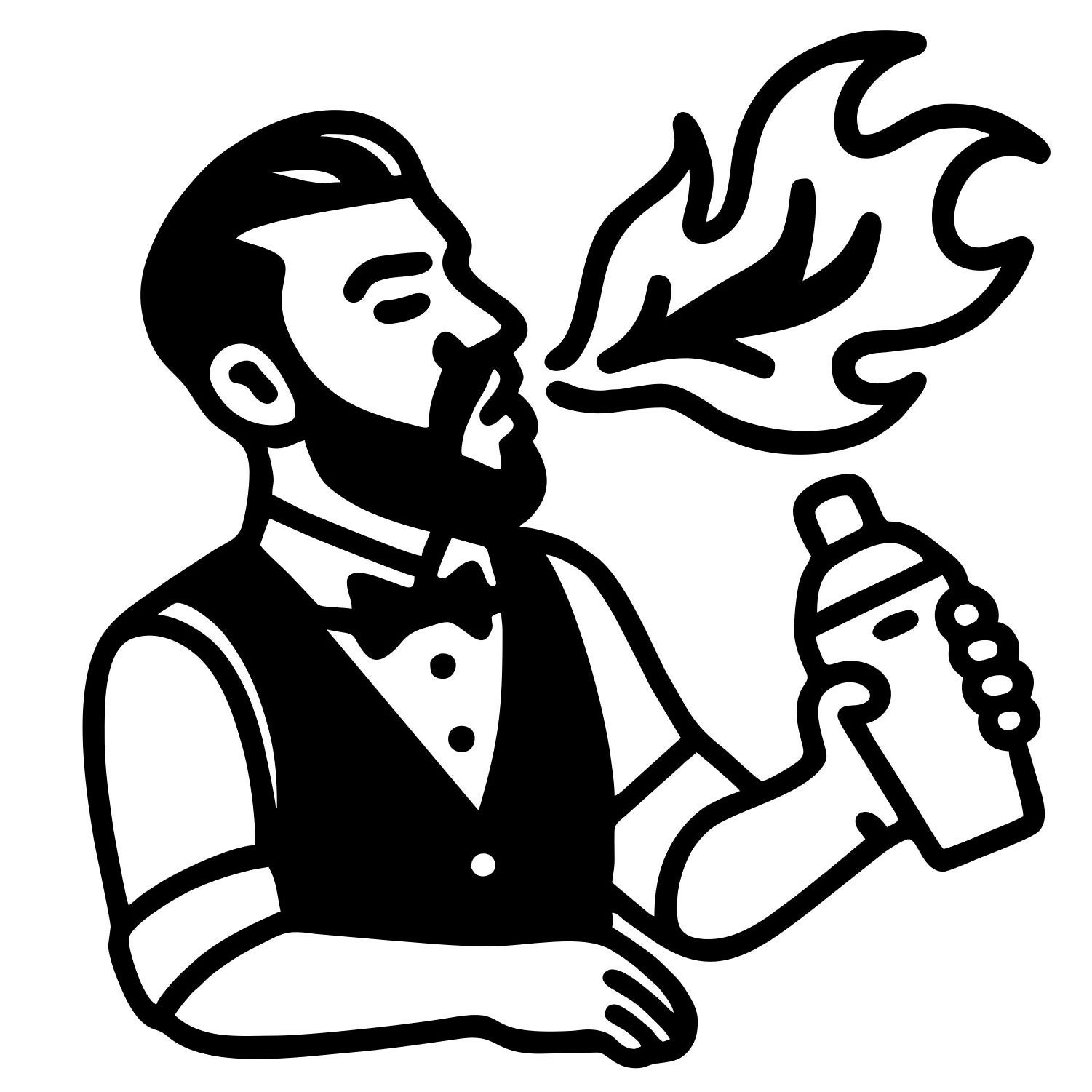 Fire Breathing Bartender Sketch - Digital FIle - XCS Friendly Tumbler My Custom Designs PNG