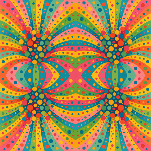 Vintage and Retro - Funky Polka Dot Explosion In Candy Rainbow - Pattern - Digital File
