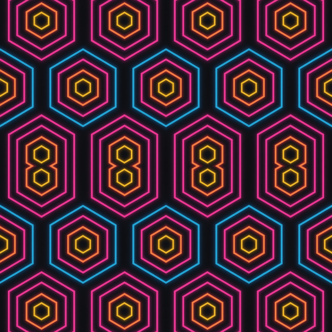 Geometric Abstract - Neon Concentric Hexagon Tunnels Pattern - Digital File Digital My Custom Designs PDF
