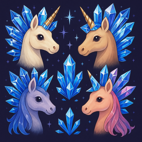 Animal and Wildlife - Stylized Unicorns With Crystal Manes - Pattern - Digital File Digital My Custom Designs PDF