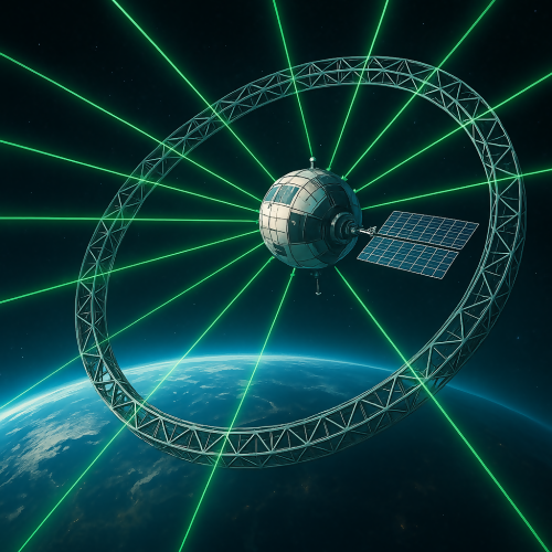 Futuristic and Sci-Fi - Orbital Satellite Ring Lattices With Laser Lights - Pattern - Digital File Digital My Custom Designs PDF