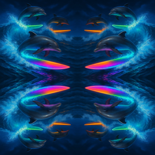 Sports and Active Lifestyle - Surfing Dolphins And Glowing Boards - Pattern - Digital File Digital My Custom Designs PDF