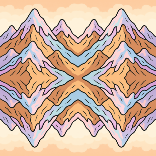 Nature and Landscape - Cartoon Mountains With Pastel Glacier Highlights - Pattern - Digital File Digital My Custom Designs PDF