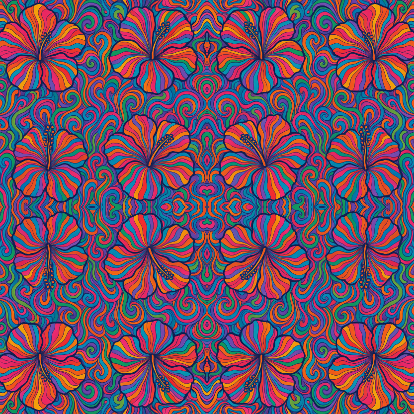 Floral and Botanical - Psychedelic Hibiscus Explosion - Pattern - Digital File Digital My Custom Designs PDF