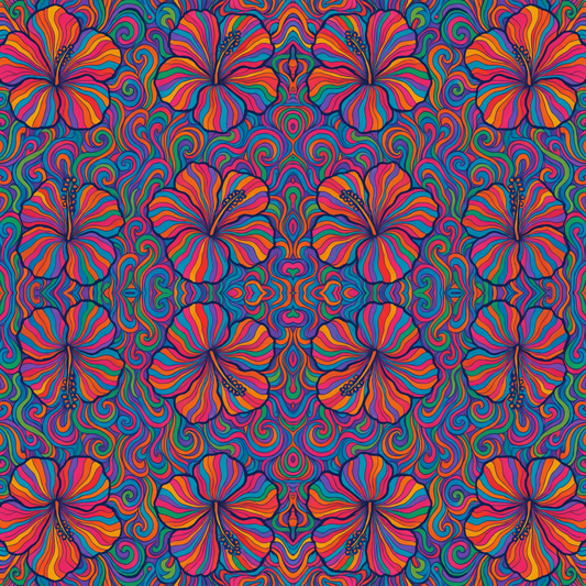 Floral and Botanical - Psychedelic Hibiscus Explosion - Pattern - Digital File Digital My Custom Designs PDF