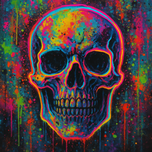 Industrial and Urban - Acid Graffiti Skull With Neon Edge Lines - Pattern - Digital File Digital My Custom Designs PDF
