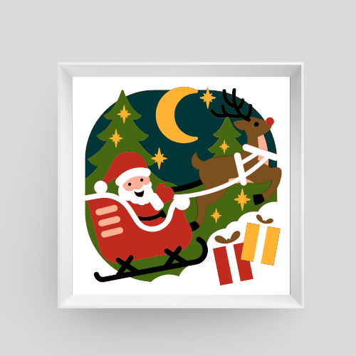 Santa's Christmas Sleigh Shadowbox - Holidays - Digital File Digital My Custom Designs ZIP File