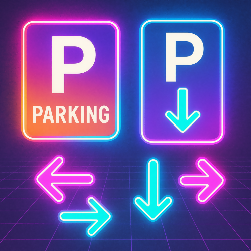 Industrial and Urban - Vaporwave Parking Signs And Fluorescent Arrows - Pattern - Digital File Digital My Custom Designs PDF