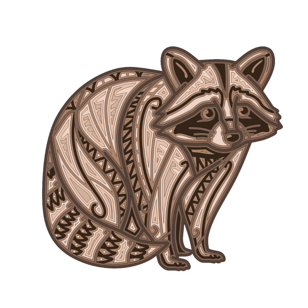 Raccoon - Layered Line Design - Digital File Digital My Custom Designs ZIP File