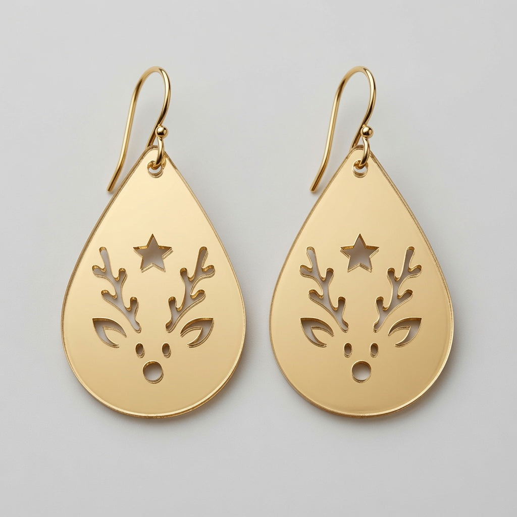 Reindeer Teardrop Cutout Earrings - Digital File - SVG - Digital