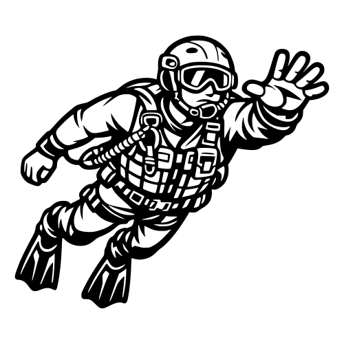 Rescue Swimmer in Action Pose - Vector Graphics - Digital File Digital My Custom Designs PDF