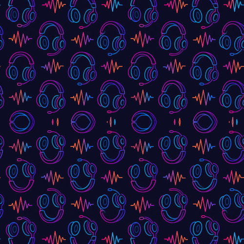 Gaming and Pop Culture - Stylized Gaming Headsets With Neon Sound Waves - Pattern - Digital File Digital My Custom Designs PDF