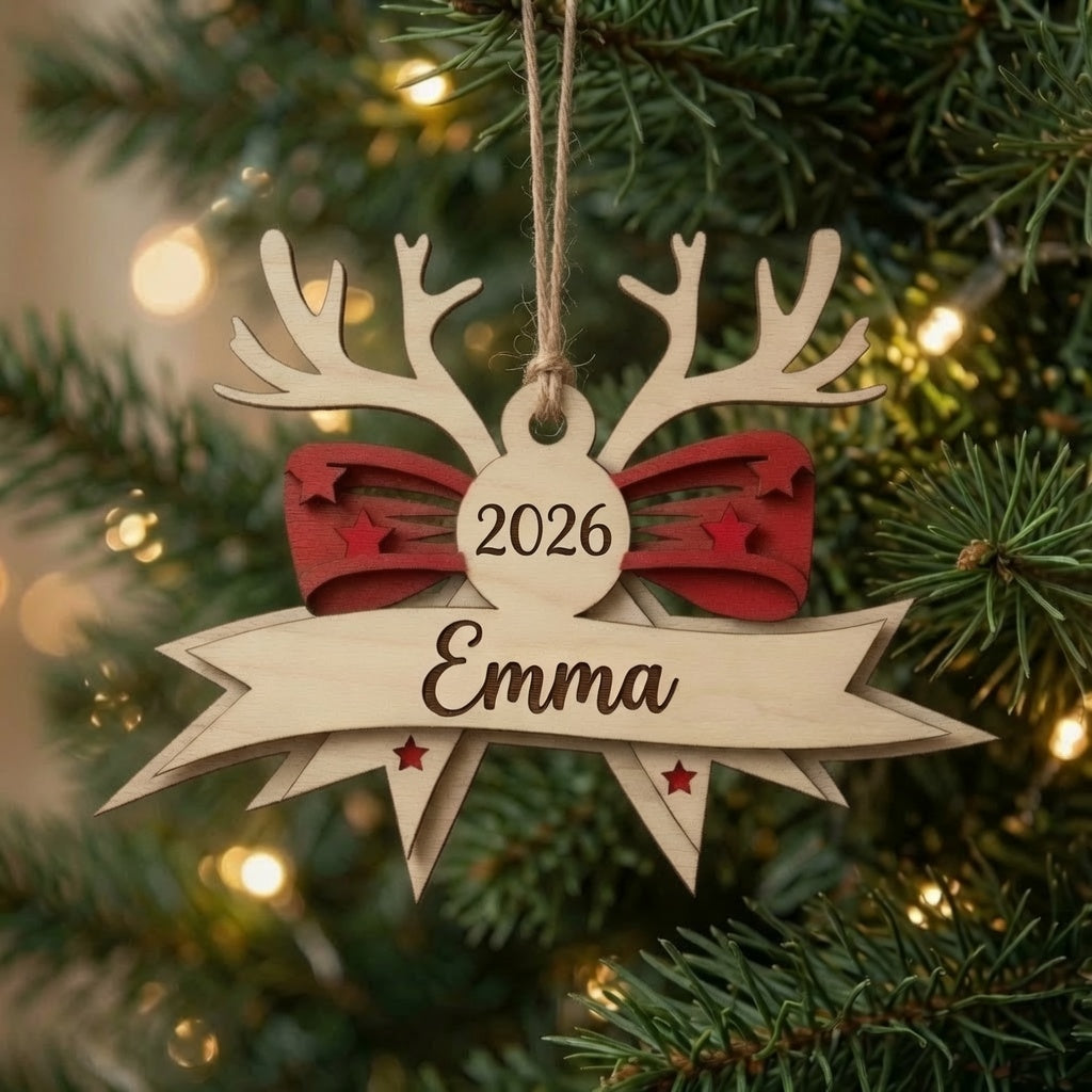 Ribbon Antlers Nameplate - Ornament - Digital File - SVG - Digital