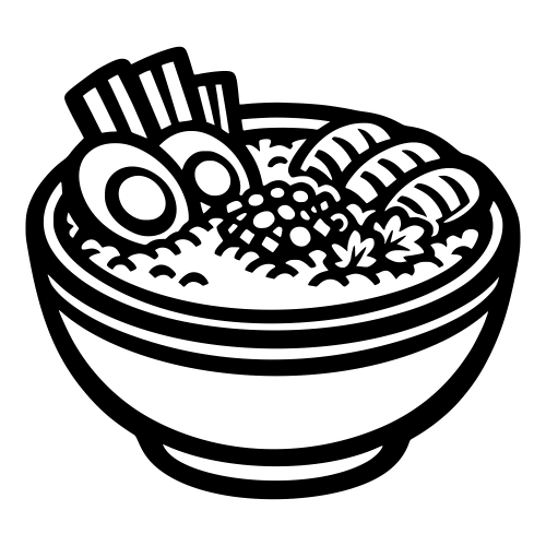 Rice Bowl with Toppings Illustration - Digital File - XCS Friendly Digital My Custom Designs PDF