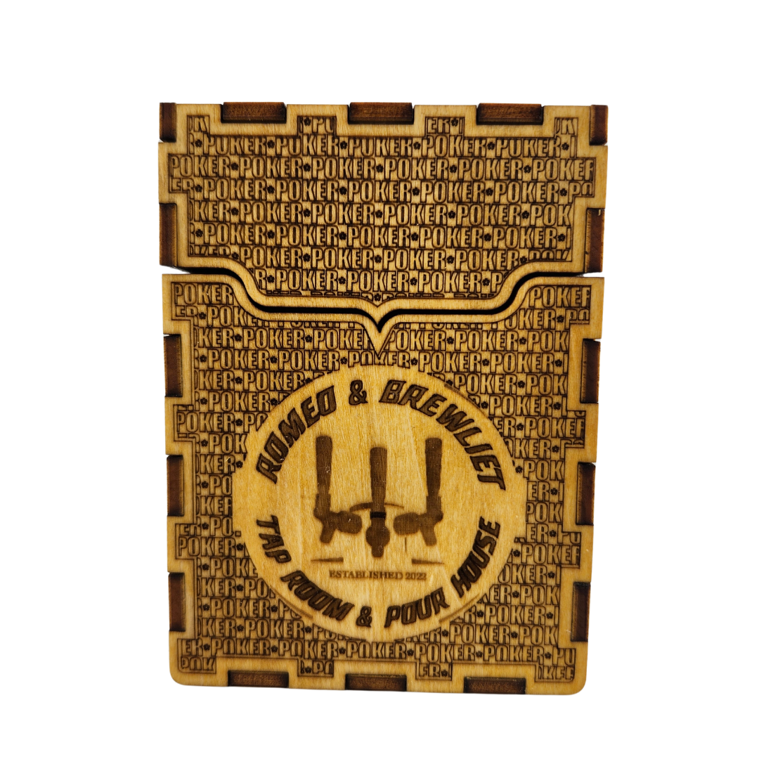 Romeo & Brewliet Playing Card Box w/ poker Deck My Custom Designs Light Brown