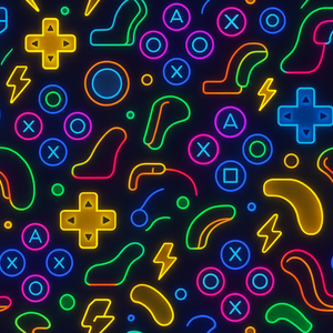 Technology and Digital - Electric Gaming Icons Like D-Pads And Triggers - Pattern - Digital File