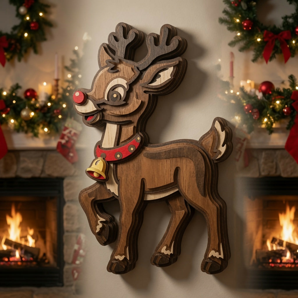 Rudolph - Christmas - Layered Line Design - Digital file - ZIP File - Digital