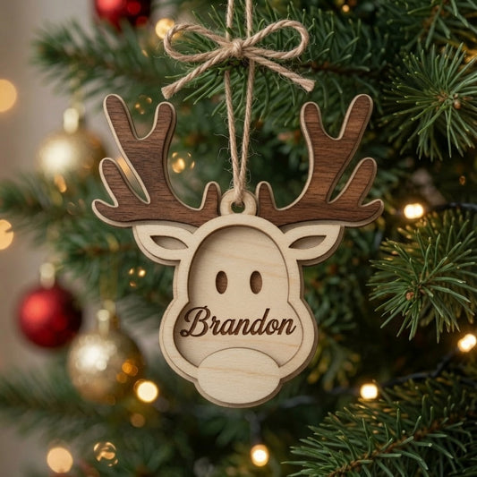Rudolph Layered Ornament With name Plate - Digital File - SVG - Digital