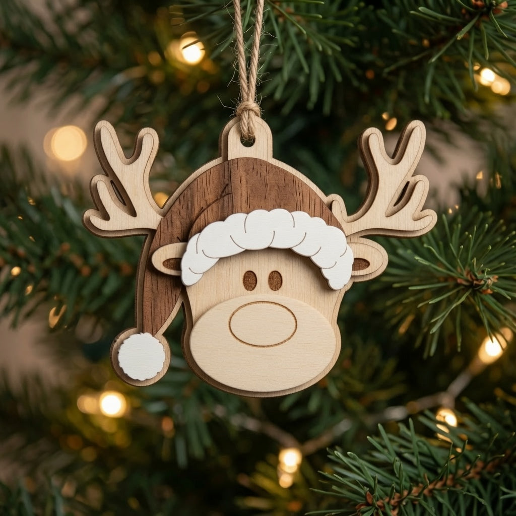 Rudolph Reindeer Ornament Layered - Digital File - SVG - Digital