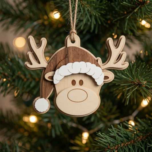 Rudolph Reindeer Ornament Layered - Digital File - SVG - Digital