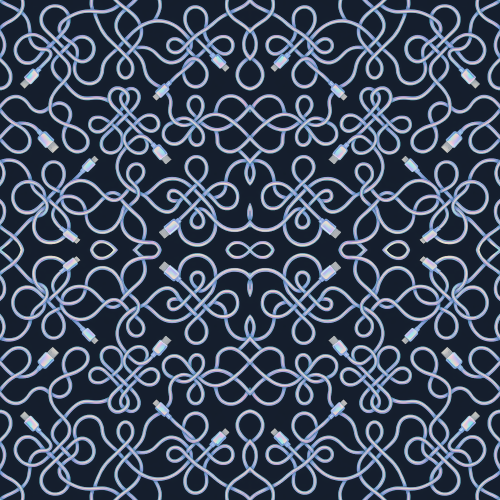 Technology and Digital - Holographic Charging Cables Forming Fractal Loops - Pattern - Digital File
